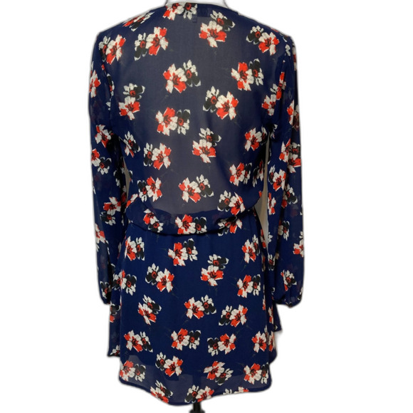 Wayf Faux Wrap Dress Long Sleeve Floral V Neck Rom Com Festival Boho Dress - Picture 5 of 9